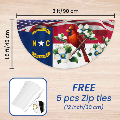 North Carolina State Dogwood Flower and Cardinal Non-Pleated Fan Flag