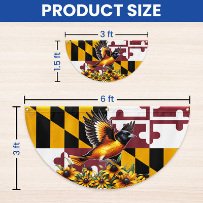 Maryland State Baltimore Oriole Bird and Black-eyed Susan Flower Maryland Non-Pleated Fan Flag