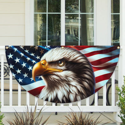 Patriotic Eagle American Non-Pleated Fan Flag 3-Day Shipping