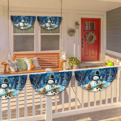 Snowman Let It Snow Christmas Non-Pleated Fan Flag