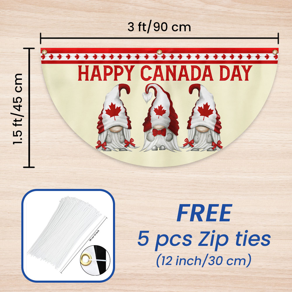 Happy Canada Day Gnomes Non-Pleated Fan Flag