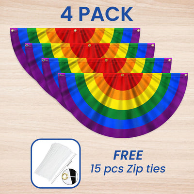 Rainbow LGBT Pride Non-Pleated Fan Flag