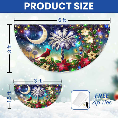 South Carolina Christmas Palm Tree Cardinal Solar Led Fan Flag