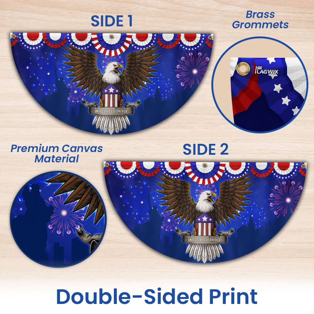 Flagwix American Flag - Independence Day Eagle 4th of july Non-Pleated Fan Flag