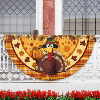 Thanksgiving Turkey Fall Non-Pleated Fan Flag