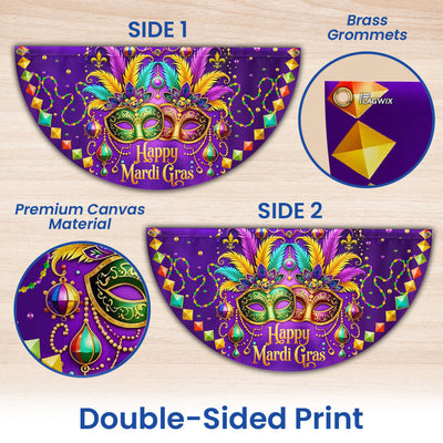 Happy Mardi Gras Non-Pleated Fan Flag