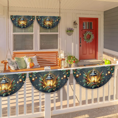 Christmas Lantern Non-Pleated Fan Flag