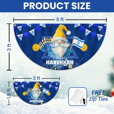 Happy Hanukkah Gnome Fan Flag - Non-Pleated Jewish Holiday Décor  - 3-Day Shipping