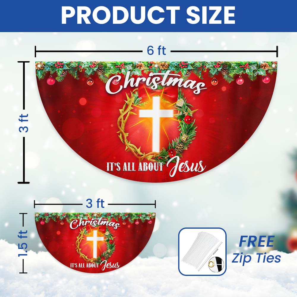 Christmas It's All About Jesus Non-Pleated Fan Flag