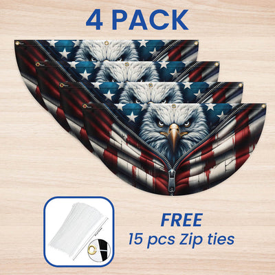 American Flag - Freedom Patriotic Eagle Bunting Non-Pleated Fan Flag 3-Day Shipping