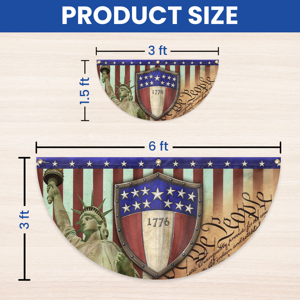 Flagwix American Flag - 1776 We The People Patriotic Non-Pleated Fan Flag