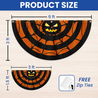 Halloween Pumpkin Spider Silk Non-Pleated Fan Flag