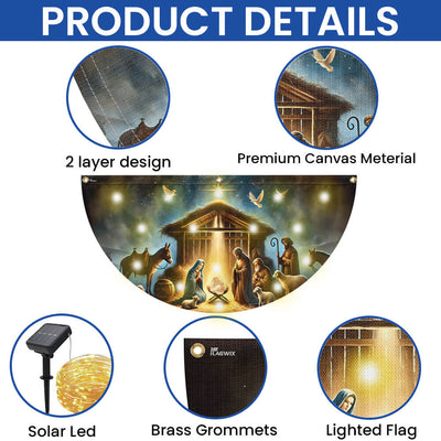 Nativity Of Jesus Holy Night Christmas Solar Led Fan Flag