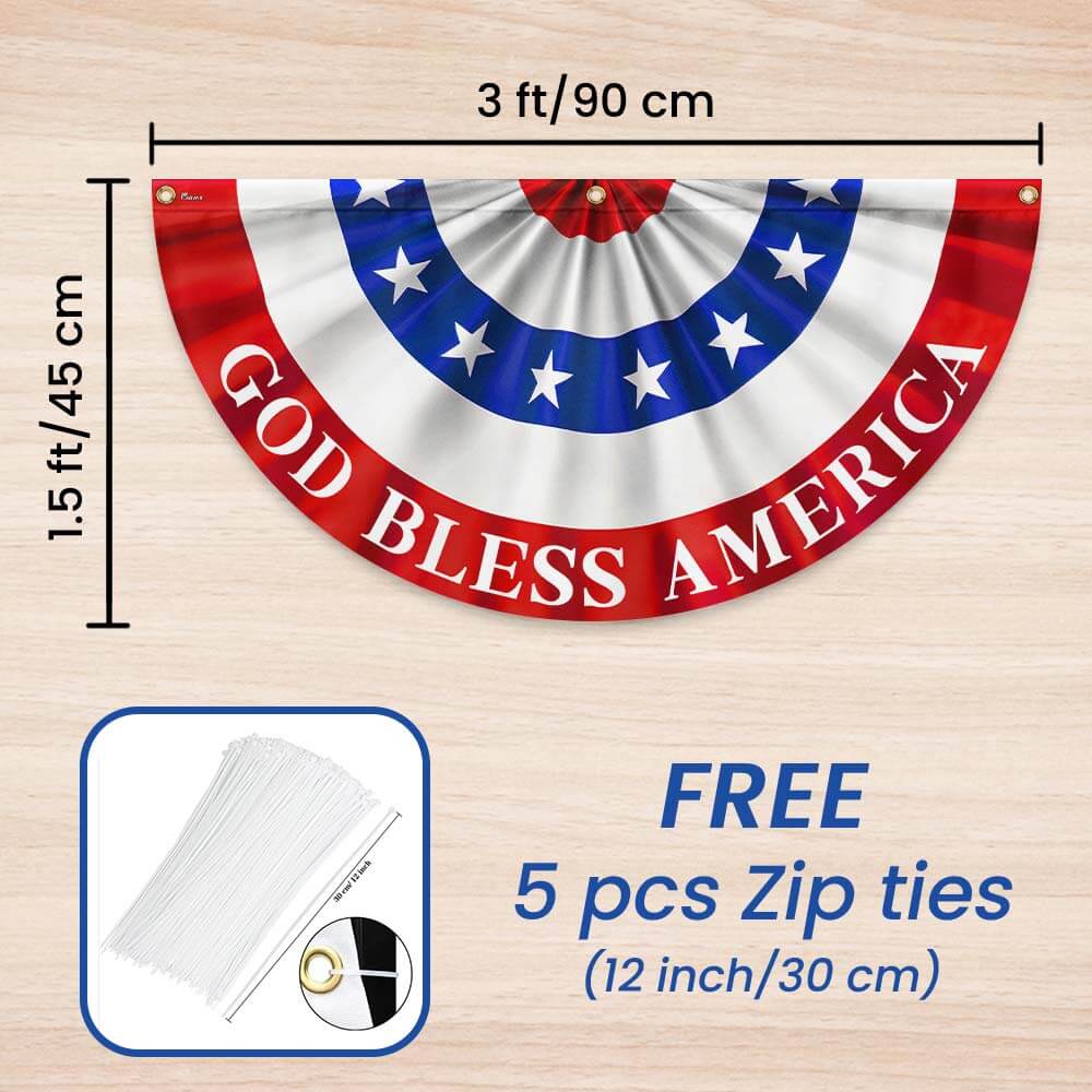 Flagwix American Flag - Happy 4th Of july God Bless America Non-pleated Fan Flag