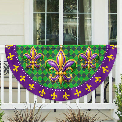 Fleur-de-lis Mardi Gras Non-Pleated Fan Flag