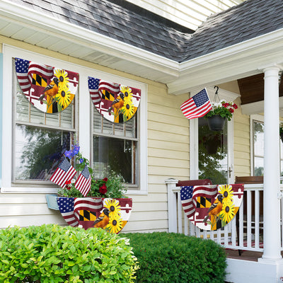 Maryland Black-eyed Susan Flower and Baltimore Oriole Bird Non-Pleated Fan Flag