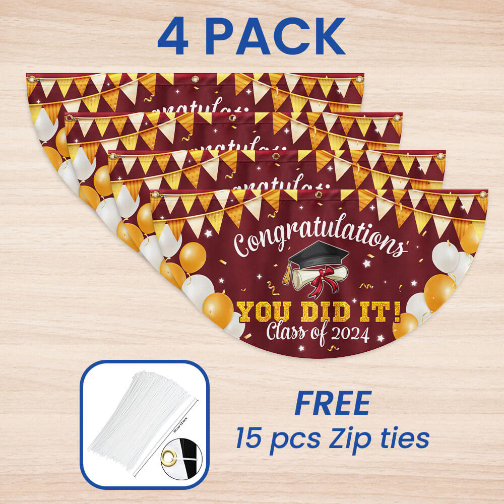 Congratulations You Did It, Happy Graduation Non-Pleated Fan Flag