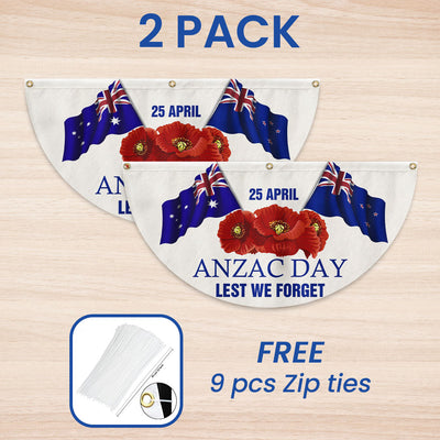 Anzac Day 25 April Lest We Forget Non-Pleated Fan Flag