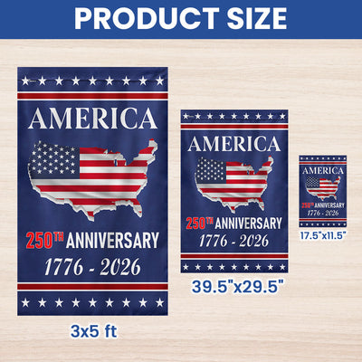 Flagwix American Flag - 250th Anniversary Semiquincentennial America Map Flag