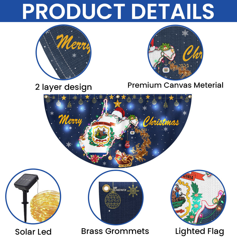 Country Roads Take Me Home Merry Christmas In West Virginia Solar Led Fan Flag