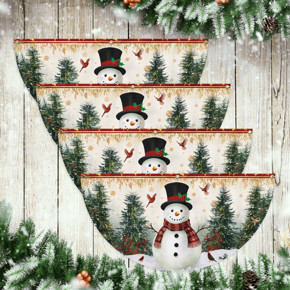 Snowman Festive Winter Holiday Christmas Non-Pleated Fan Flag