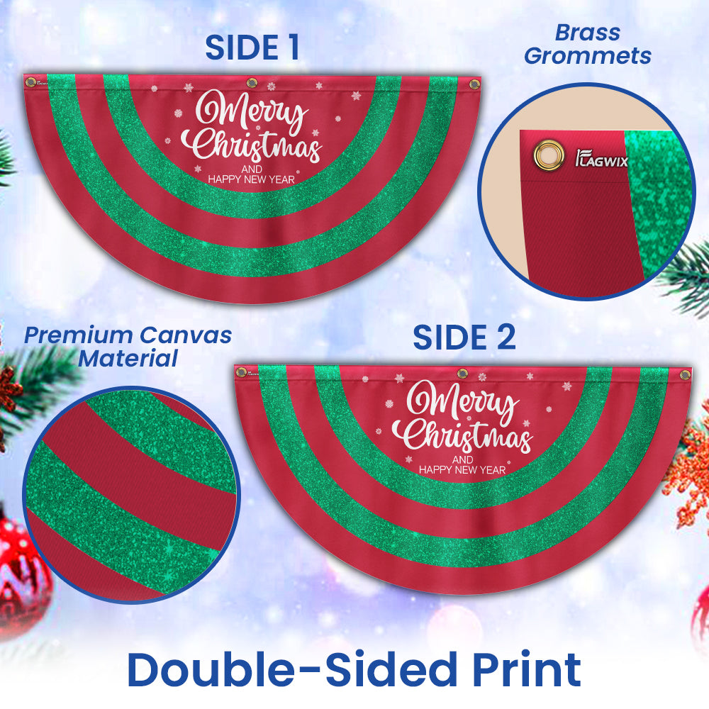 Merry Christmas  And Happy New Year Non-Pleated Fan Flag