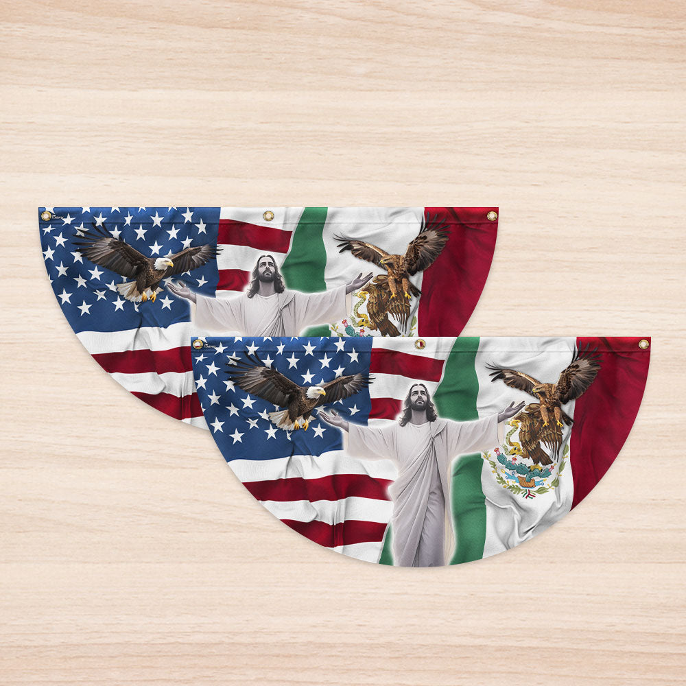 Mexican American Jesus Non-Pleated Fan Flag