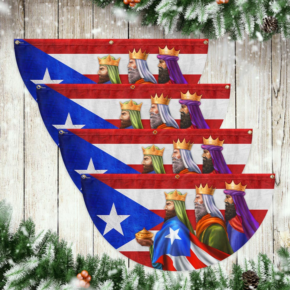 Three Kings Three Wise Men Puerto Rico Epiphany Feliz dia de Reyes Non-Pleated Fan Flag