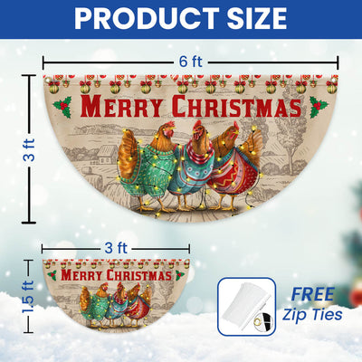 Merry Christmas Hen Chicken Poultry Farm House Non-Pleated Fan Flag