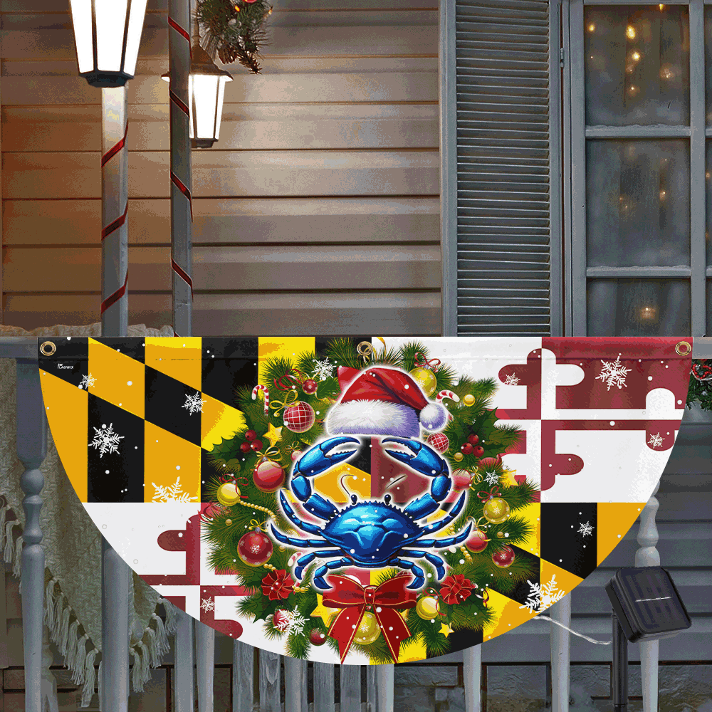 Maryland Christmas Blue Crab Christmas Solar Led Fan Flag