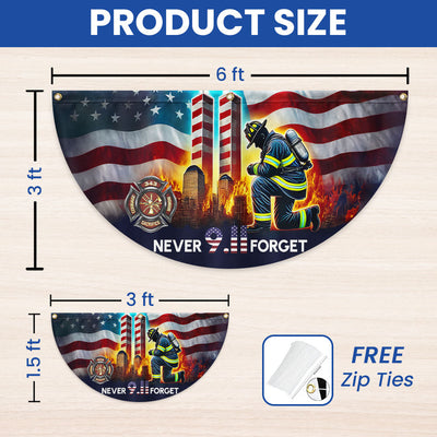 Patriot Day 911 Never Forget Firefighter Twin Tower American Non-Pleated Fan Flag
