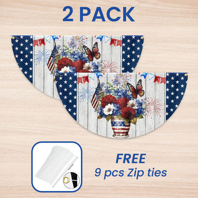 Flagwix American Flag - Patriotic Flowers Vase Happy Independence Day 4th of july Non-Pleated Fan Flag