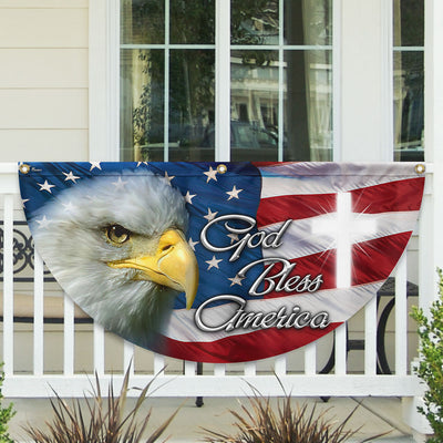 America flag | Eagle God Bless America Bunting Non-Pleated Fan Flag 3-Day Shipping
