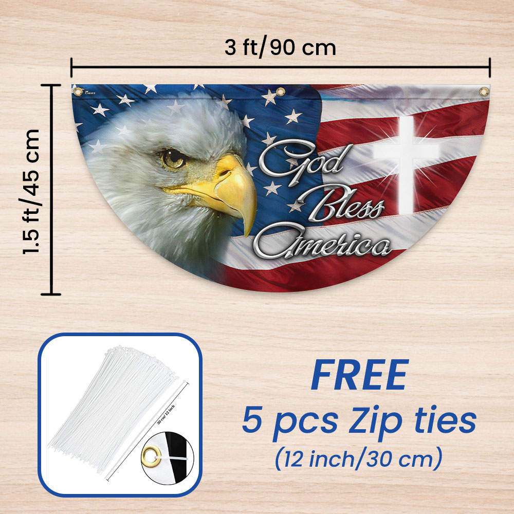 America flag | Eagle God Bless America Bunting Non-Pleated Fan Flag 3-Day Shipping