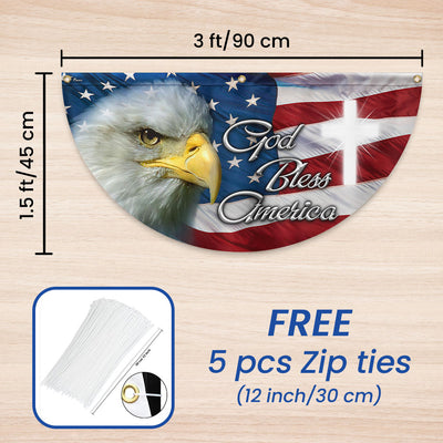 America flag | Eagle God Bless America Bunting Non-Pleated Fan Flag 3-Day Shipping