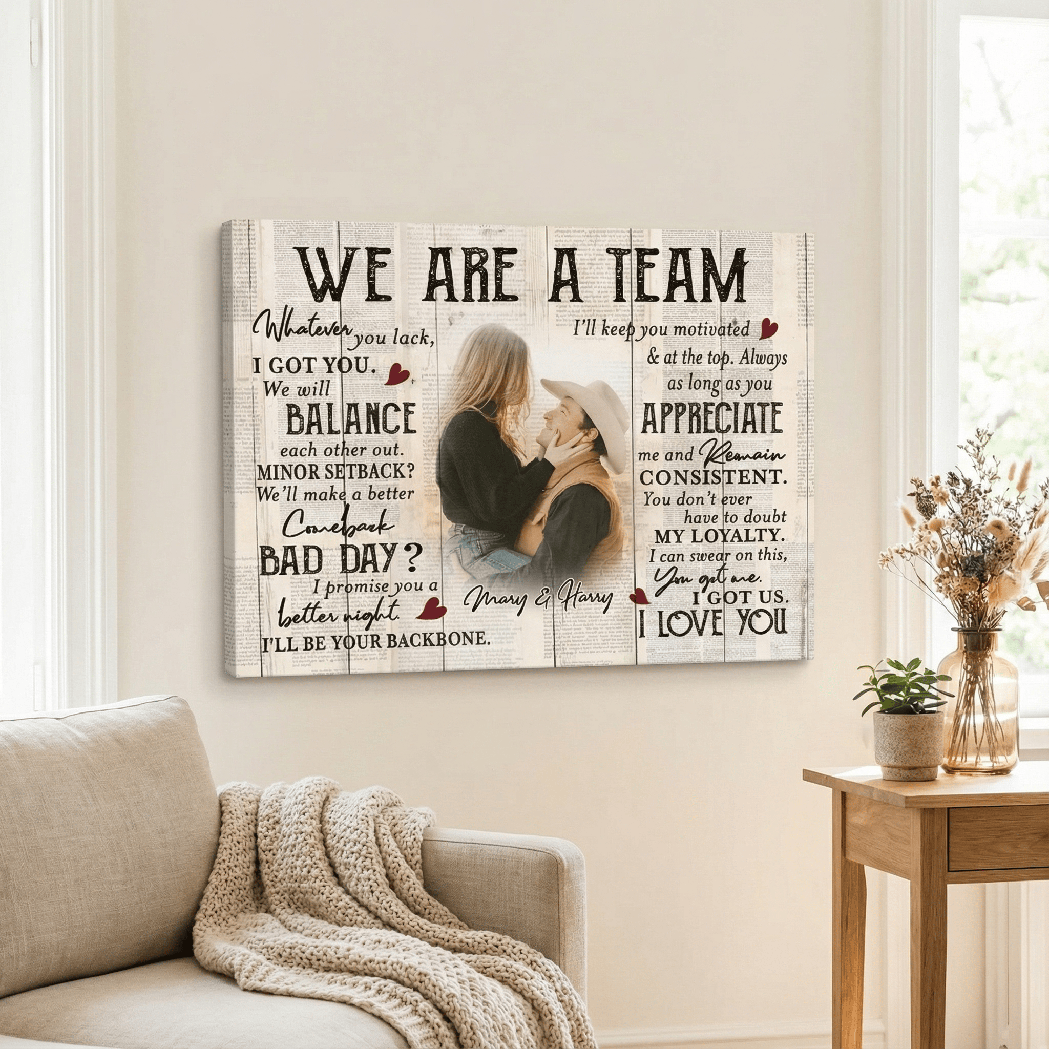 We Are A Team - Personalized Couple Photo Canvas