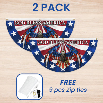 God Bless America Patriotic Eagle Non-Pleated Fan Flag