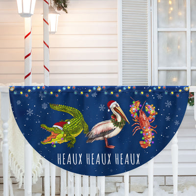Louisiana Merry Christmas Joyeux Noël Y’all Alligator Pelican Crawfish Non-Pleated Fan Flag  3-Day Shipping
