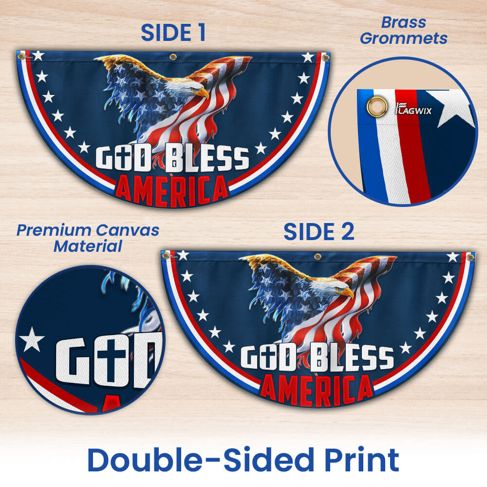 Flagwix American Flag - American Patriotic Eagle God Bless America Non-Pleated Fan Flag