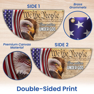We The People, One Nation Under God, American Eagle Jesus Non-Pleated Fan Flag