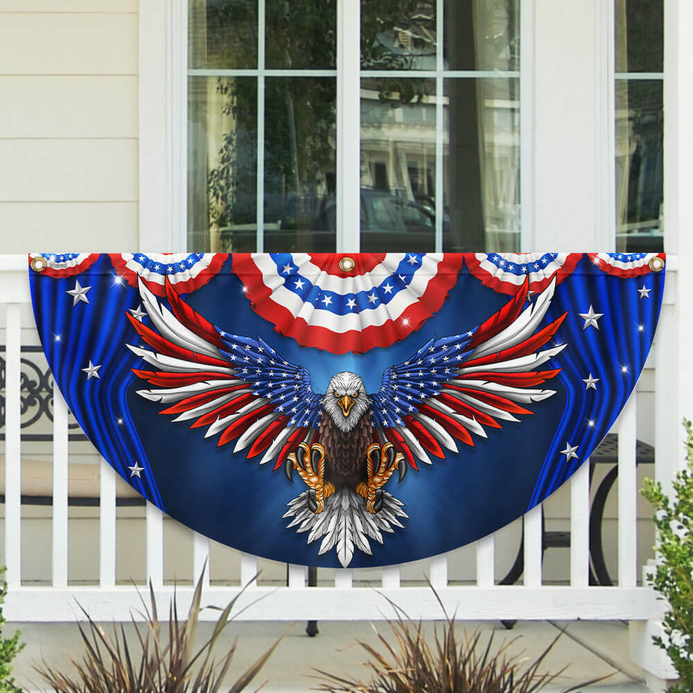 American Flag - Patriotic Eagle American Non-Pleated Fan Flag