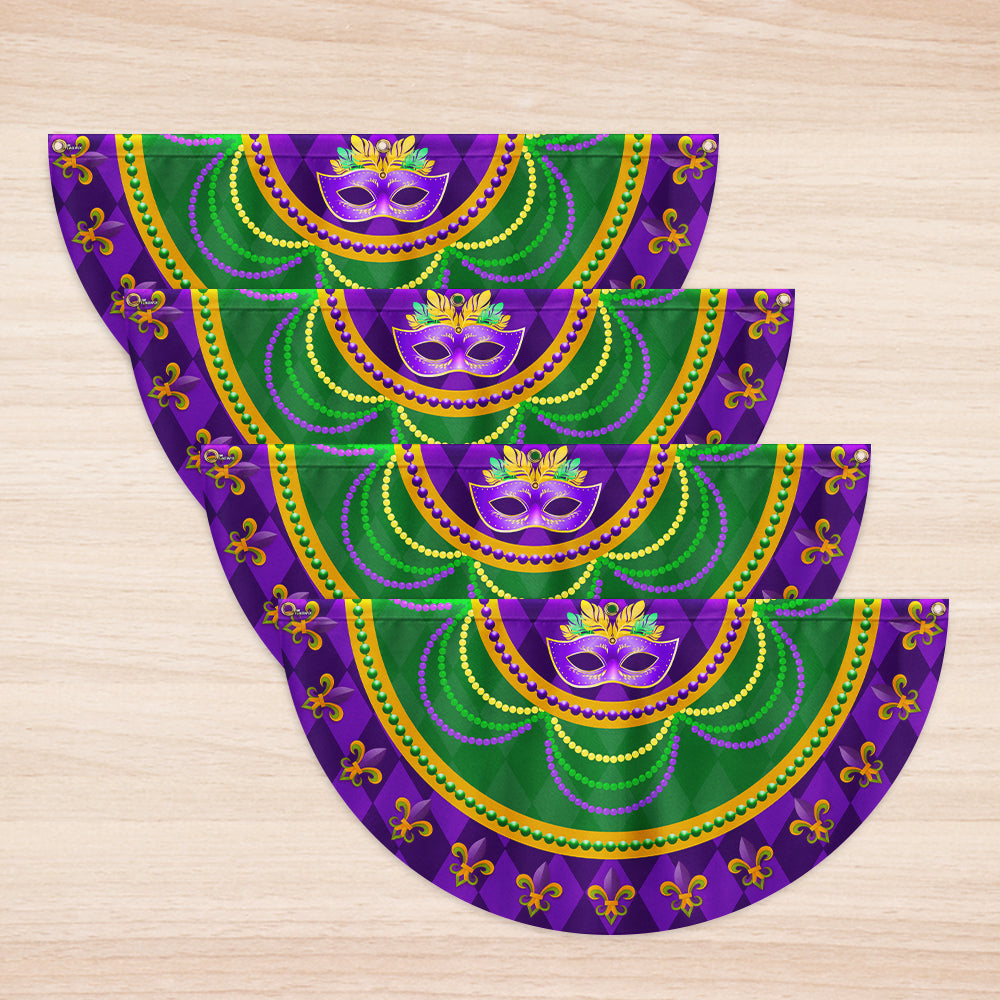 Mardi Grass Mask of Carnival, Non-Pleated Fan Flag