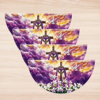 The Season Of Lent Easter Christian Cross Non-Pleated Fan Flag