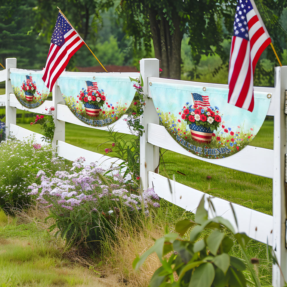 Flagwix American Flag - Welcome Friends 4th of july Non-Pleated Fan Flag
