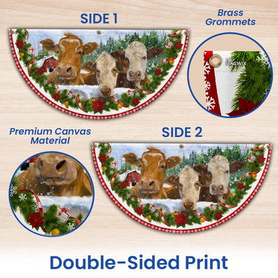 Cow Cattle Christmas Farm House Non-Pleated Fan Flag