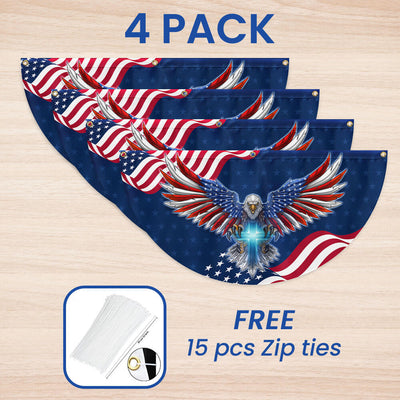 Flagwix American Flag - Patriotic Eagle with Christian Cross American Non-Pleated Fan Flag