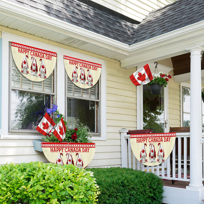 Happy Canada Day Gnomes Non-Pleated Fan Flag