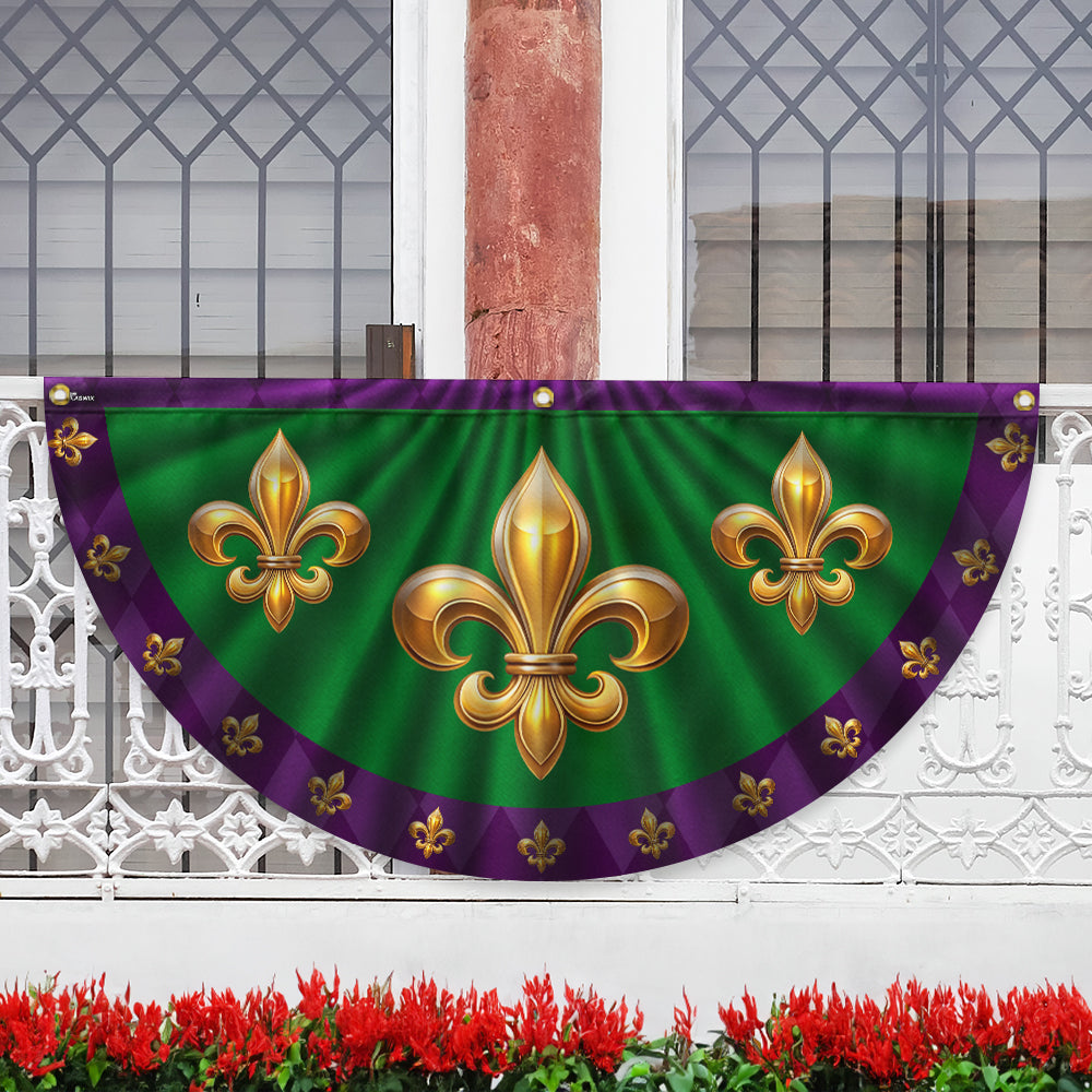Mardi Gras Fleur De Lis Non-Pleated Fan Flag