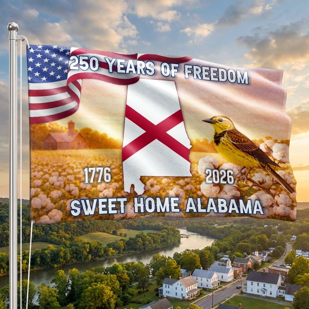 America 250th Alabama State Grommet Flag, Sweet Home Alabama 1776 2026 Decor
