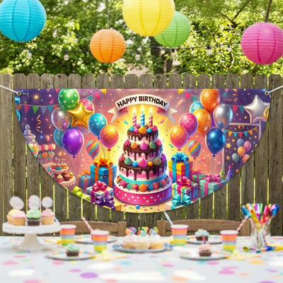 Happy Birthday Celebration Fan Flag